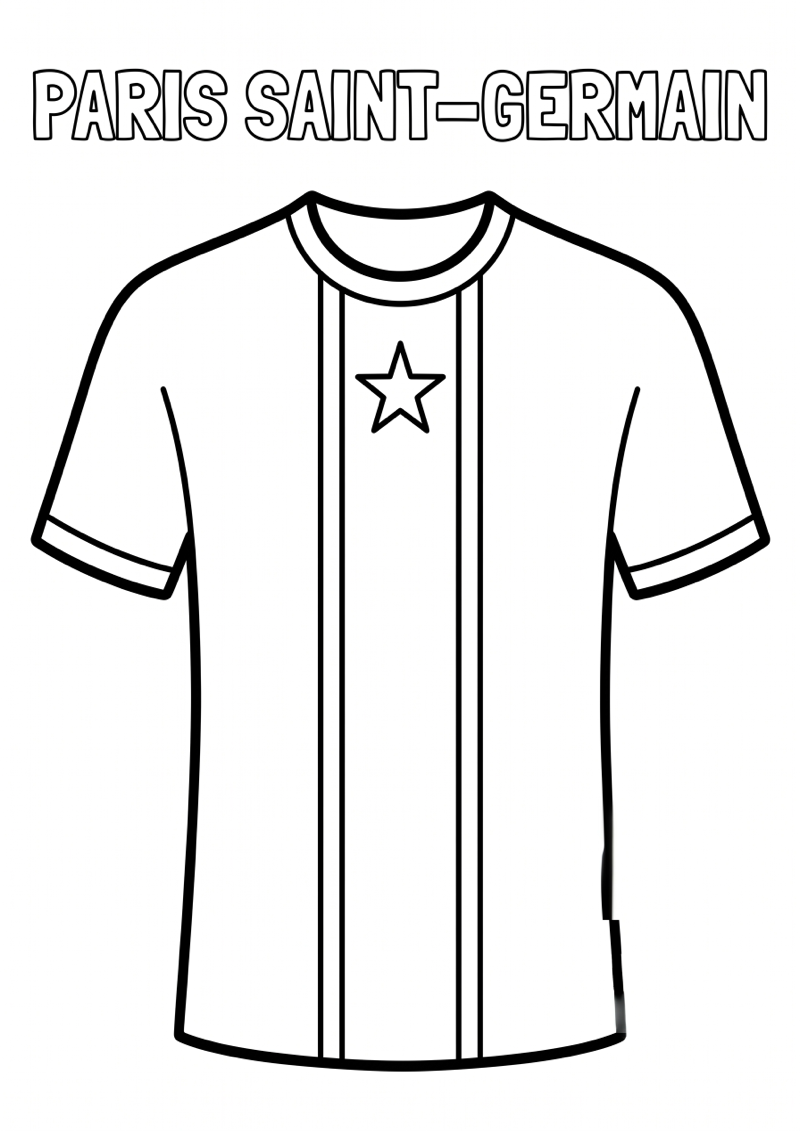 Paris Saint Germain Voetbalshirt Kleurplaat — gratis kleurplaat printen