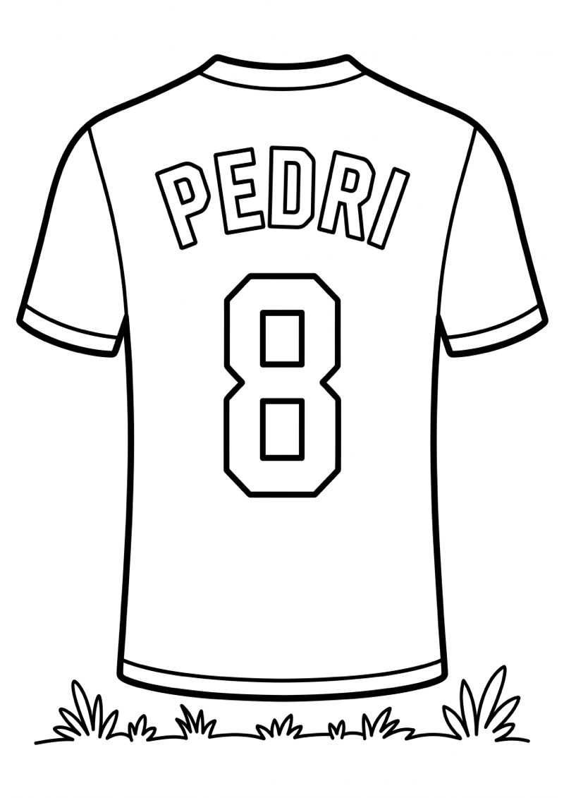 Pedri Voetbalshirt Kleurplaat — gratis kleurplaat printen