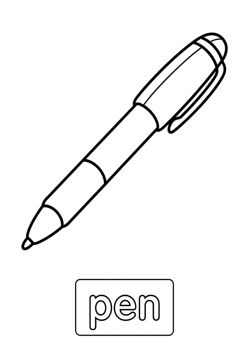 Pen Woordkaart Kleurplaat — gratis kleurplaat