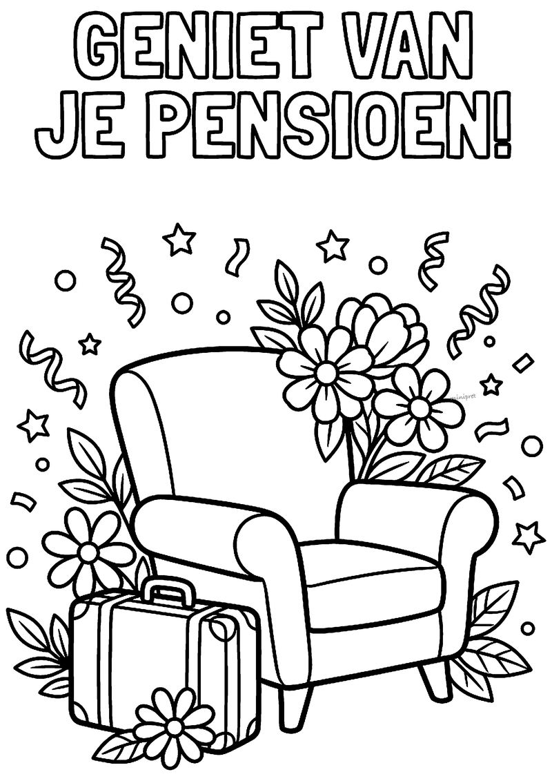 Geniet van je pensioen kleurplaat