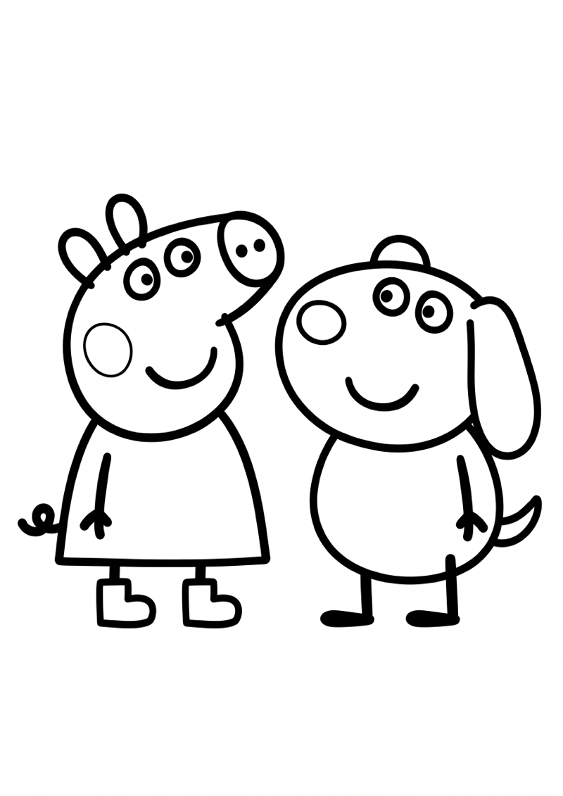 Peppa en Danny Hond Kleurplaat — gratis kleurplaat