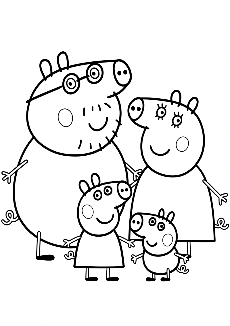 Peppa Pig Familie Kleurplaat — gratis kleurplaat
