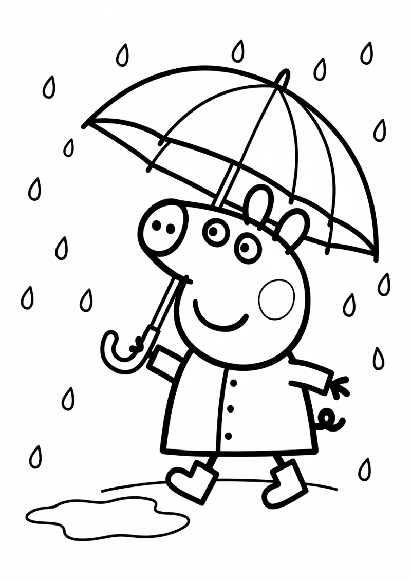 Peppa Pig Paraplu Kleurplaat — gratis kleurplaat printen