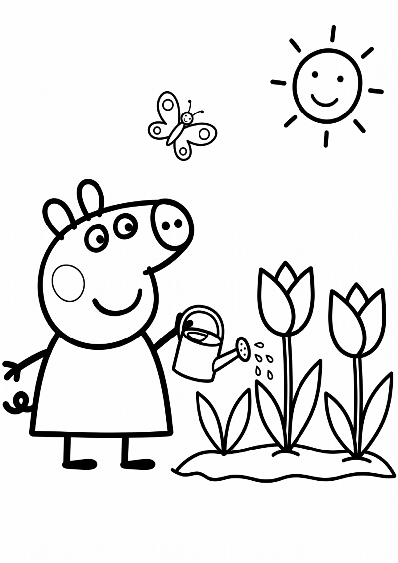 Peppa Pig Tuin Kleurplaat — gratis kleurplaat