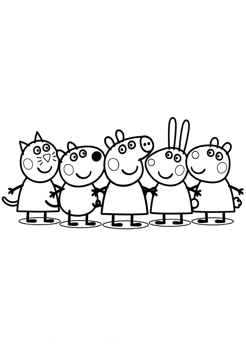 Peppa Pig Vriendjes Kleurplaat — gratis kleurplaat
