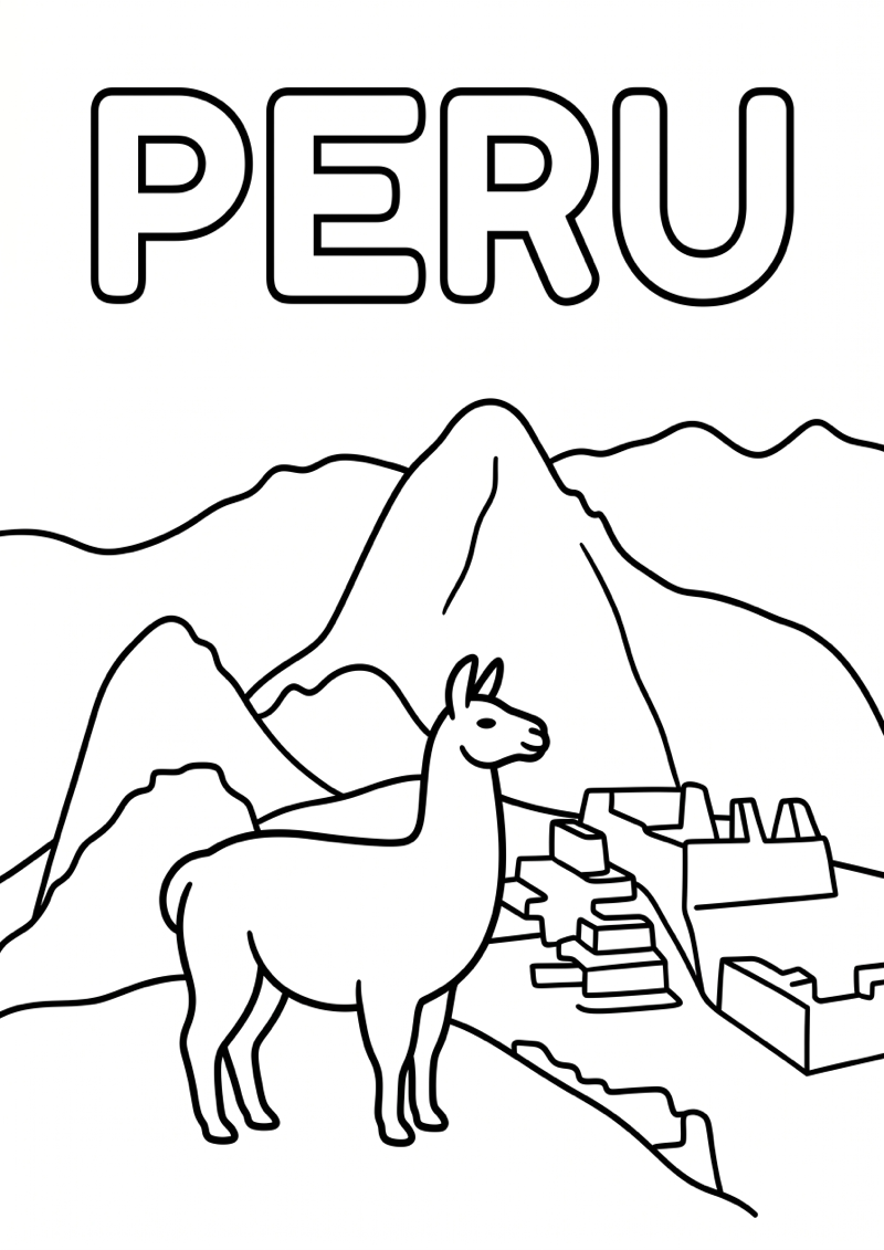Peru Kleurplaat — gratis kleurplaat printen