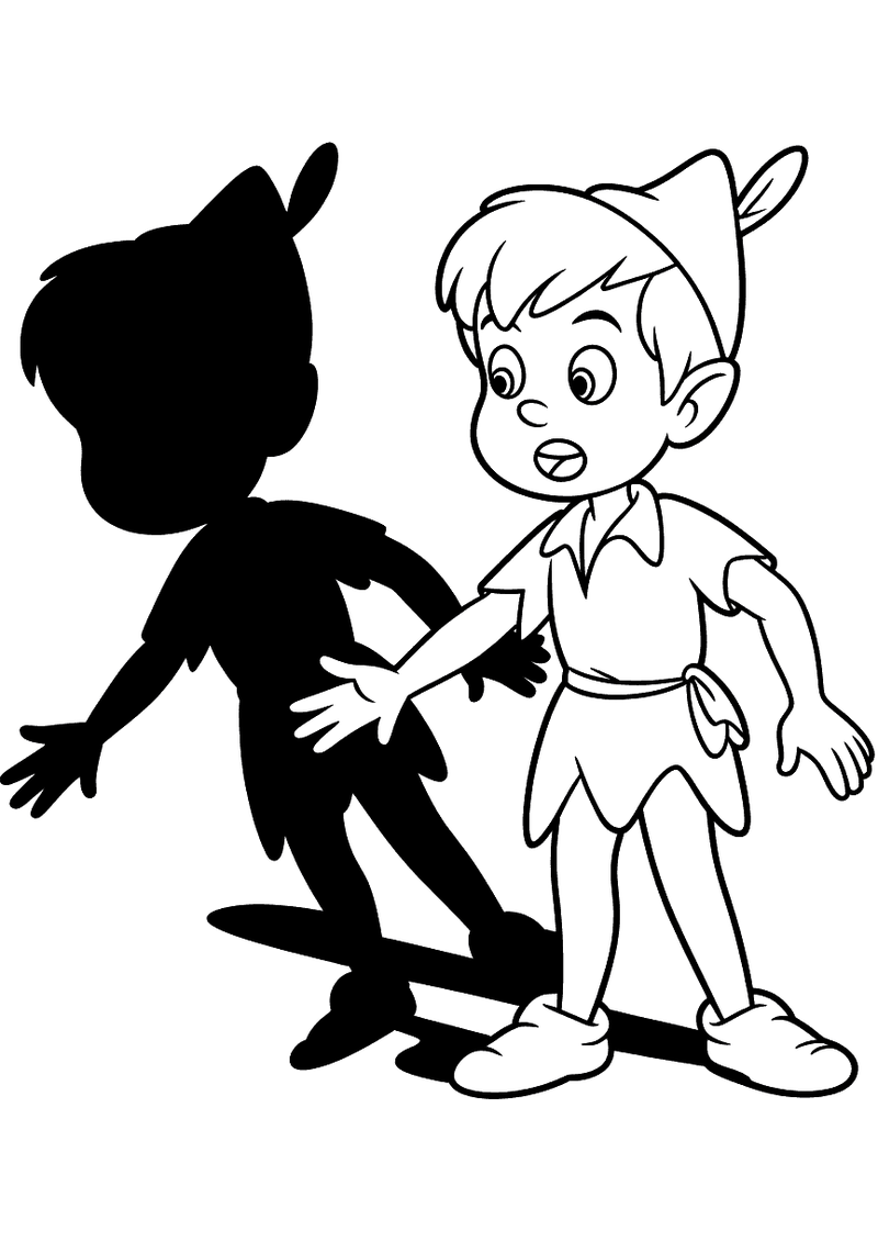 Peter Pan met Schaduw Kleurplaat — gratis kleurplaat printen