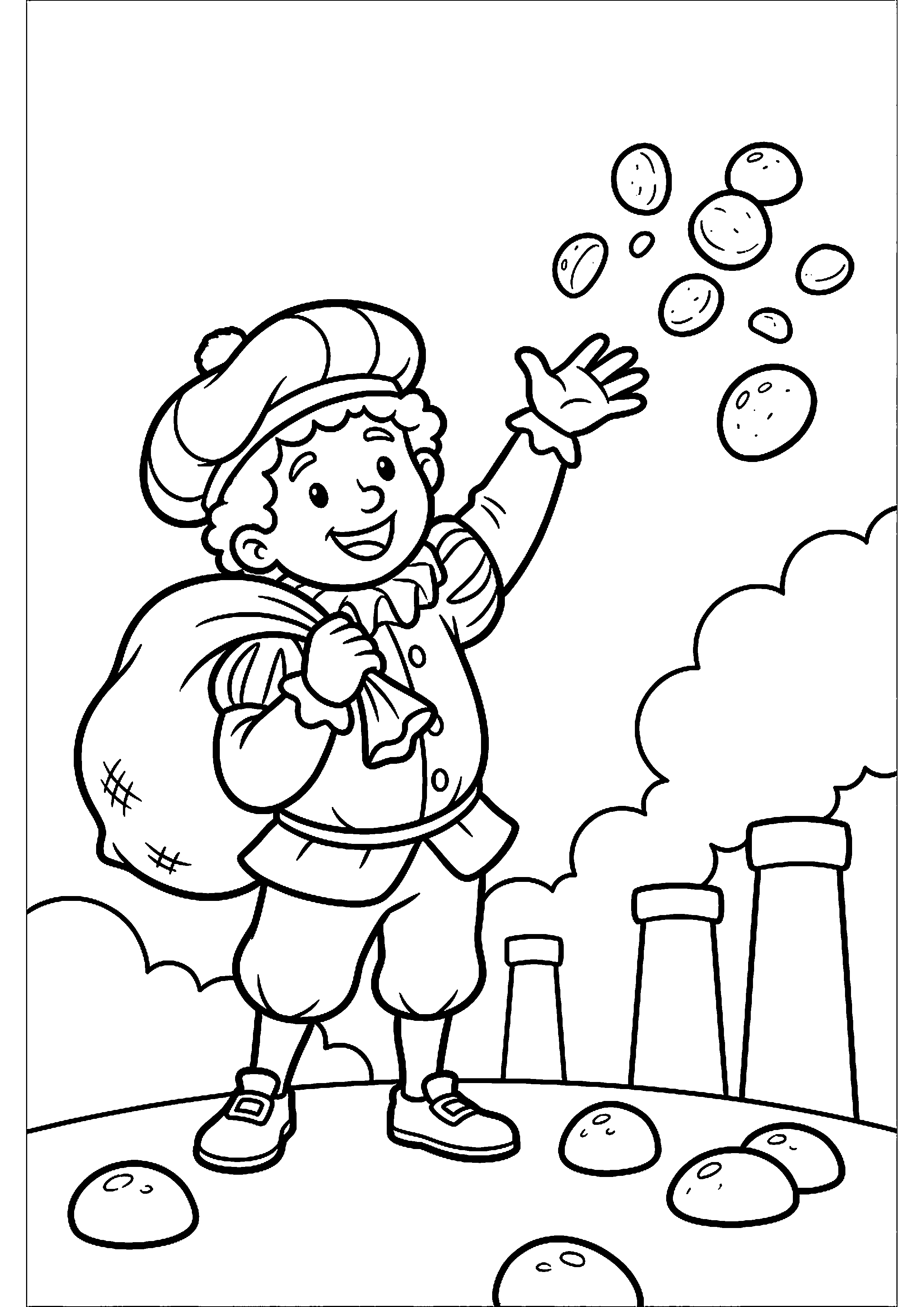 Piet gooit pepernoten kleurplaat — gratis kleurplaat