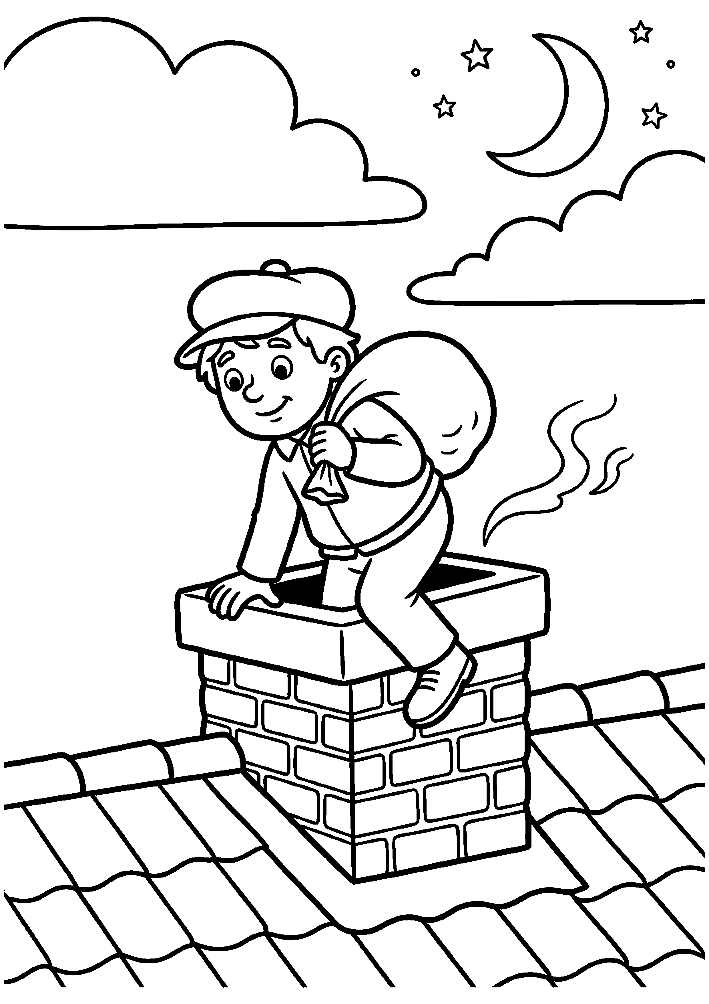 Piet klimt uit de schoorsteen kleurplaat — gratis kleurplaat