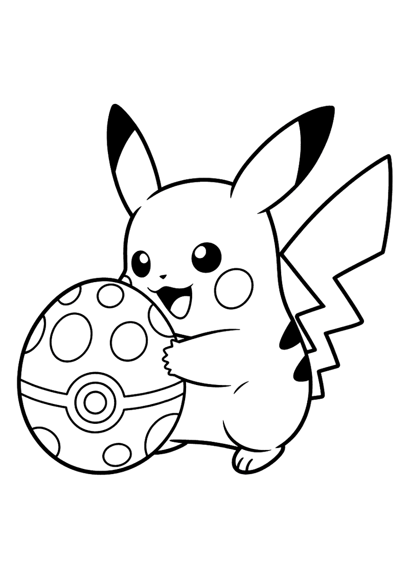 Pikachu Aait Ei Kleurplaat — gratis kleurplaat