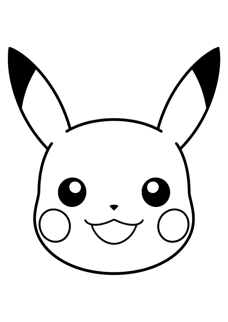 Pikachu gezicht kleurplaat — gratis kleurplaat