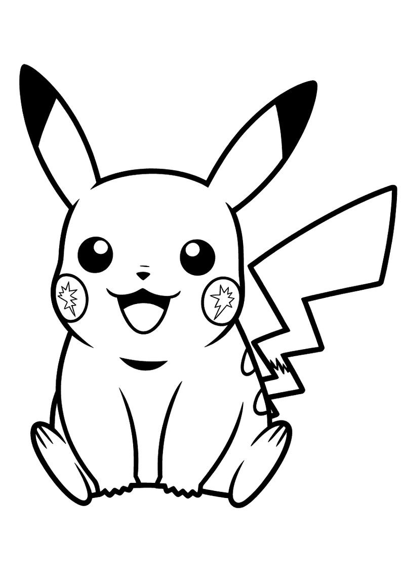 Pikachu met fonkelende wangen kleurplaat — gratis kleurplaat printen