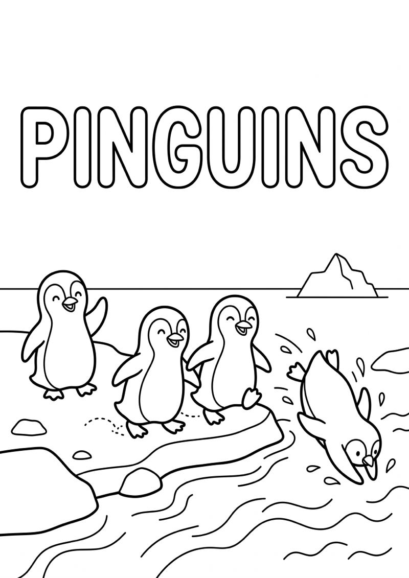 Pinguins Kleurplaat — gratis kleurplaat printen