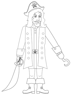 Piraat Haak Kleurplaat — gratis kleurplaat