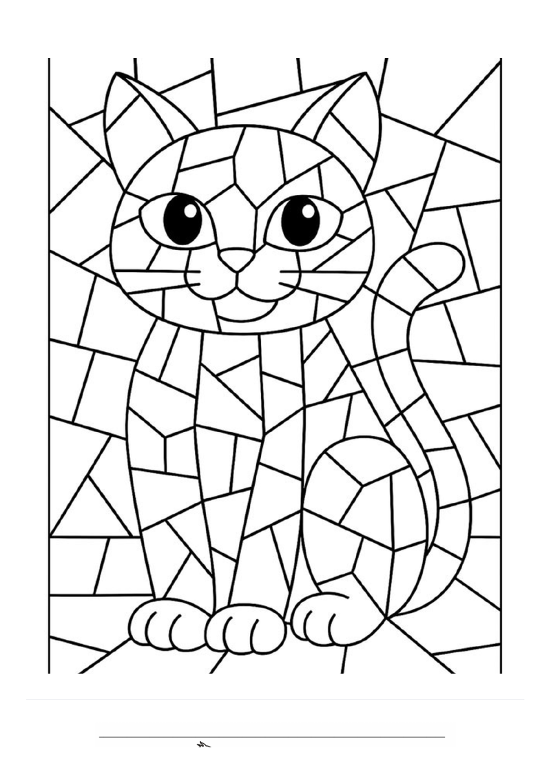 Poes mozaïek Kleurplaat — gratis kleurplaat