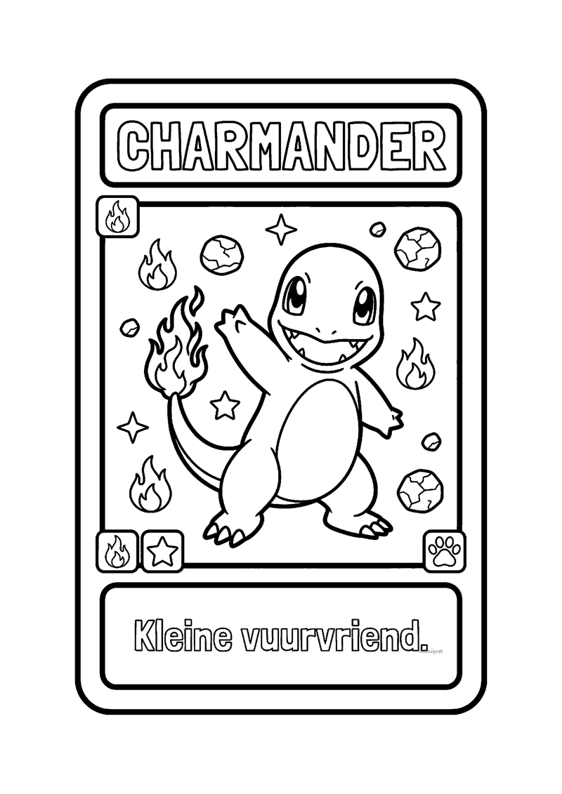 Charmander Pokémon kaart kleurplaat — gratis kleurplaat