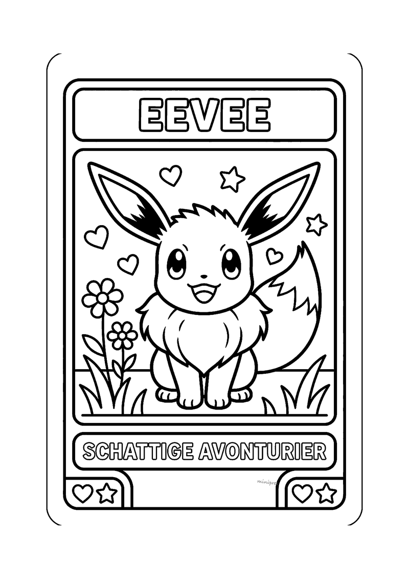 Eevee Pokémon kaart kleurplaat — gratis kleurplaat printen