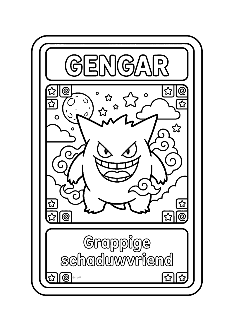 Gengar Pokémon kaart kleurplaat — gratis kleurplaat