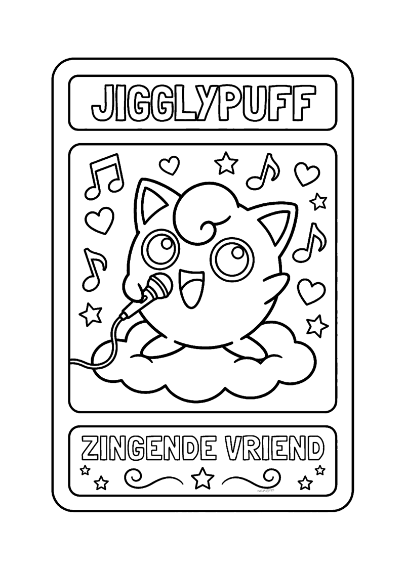 Jigglypuff Pokémon kaart kleurplaat — gratis kleurplaat
