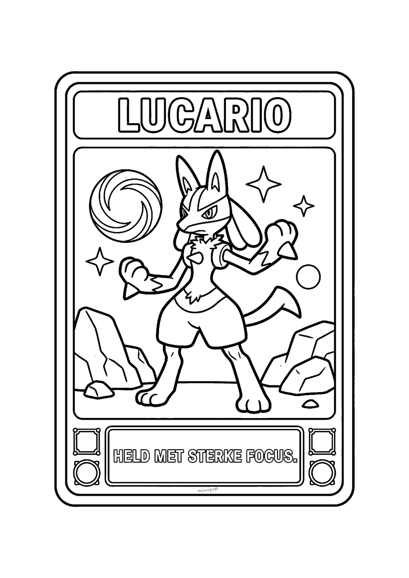 Lucario Pokémon kaart kleurplaat — gratis kleurplaat