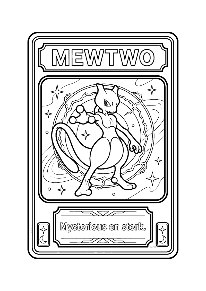 Mewtwo Pokémon kaart kleurplaat — gratis kleurplaat