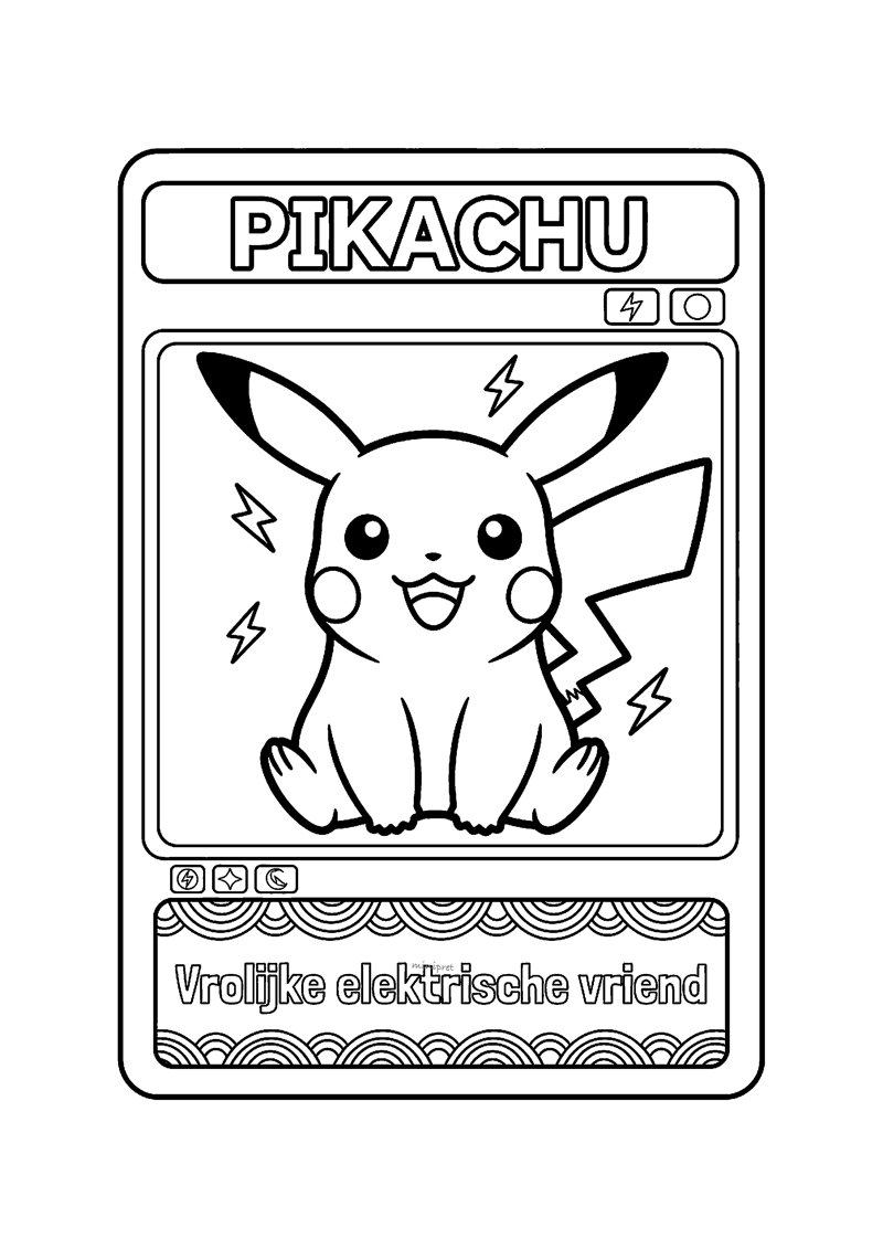 Pikachu Pokémon kaart kleurplaat — gratis kleurplaat