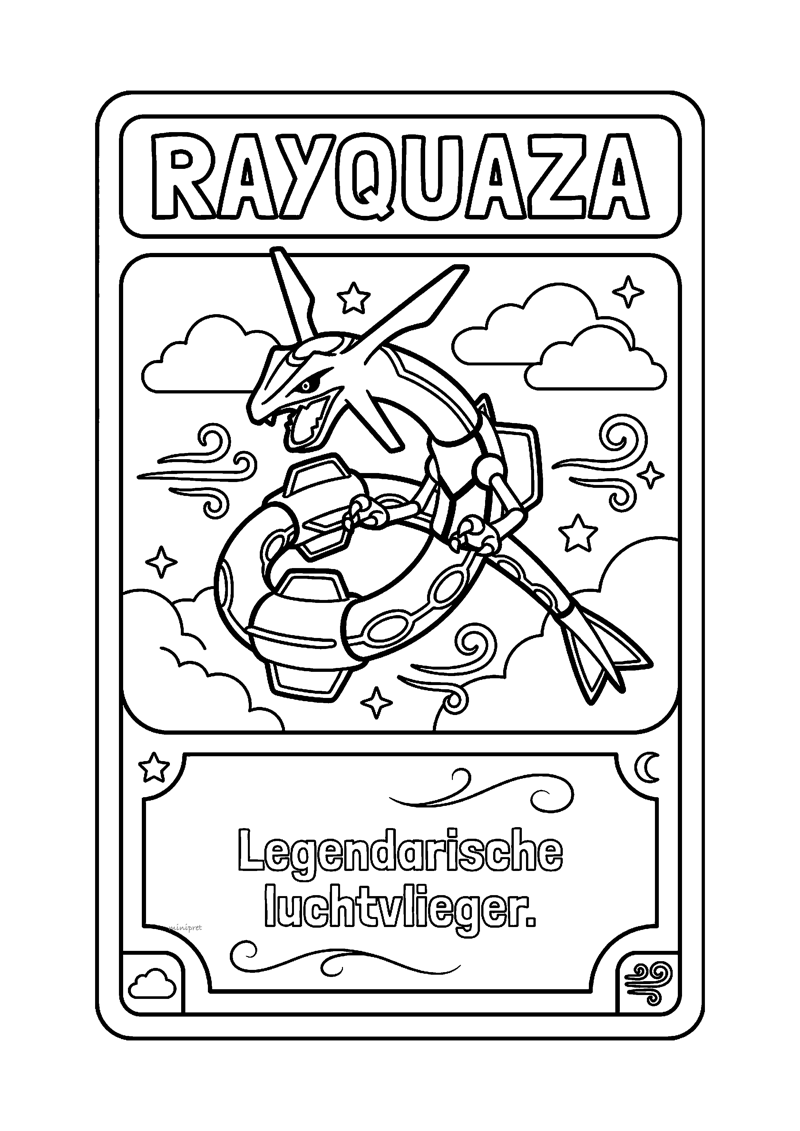 Rayquaza Pokémon kaart kleurplaat — gratis kleurplaat