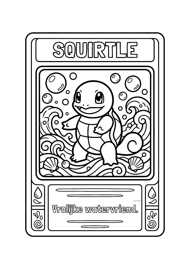Squirtle Pokémon kaart kleurplaat — gratis kleurplaat