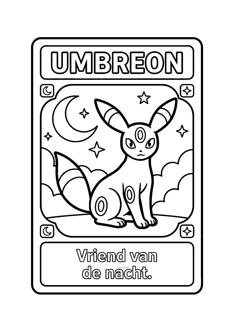Umbreon Pokémon kaart kleurplaat — gratis kleurplaat