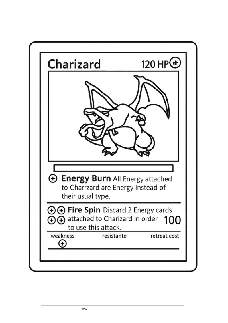 Pokémon kaart Shadowless Charizard Kleurplaat — gratis kleurplaat