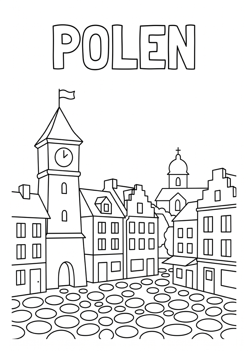 Polen Kleurplaat — gratis kleurplaat printen