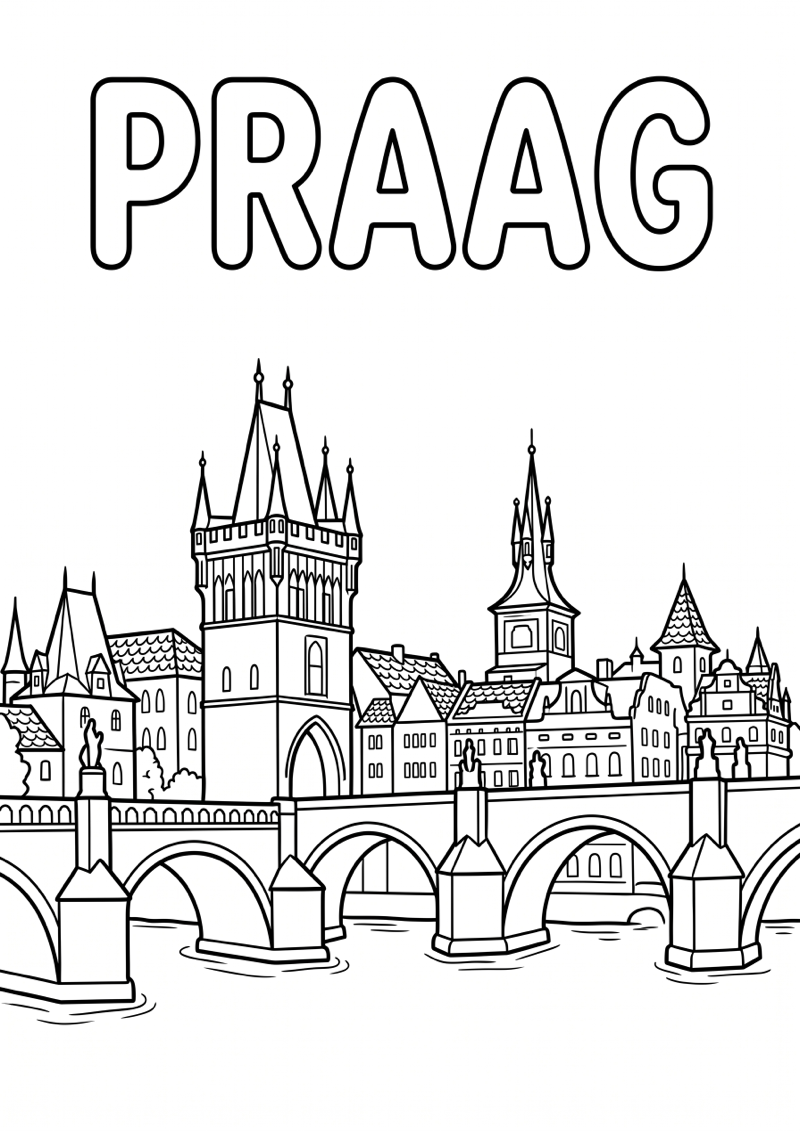Prague Kleurplaat — gratis kleurplaat printen