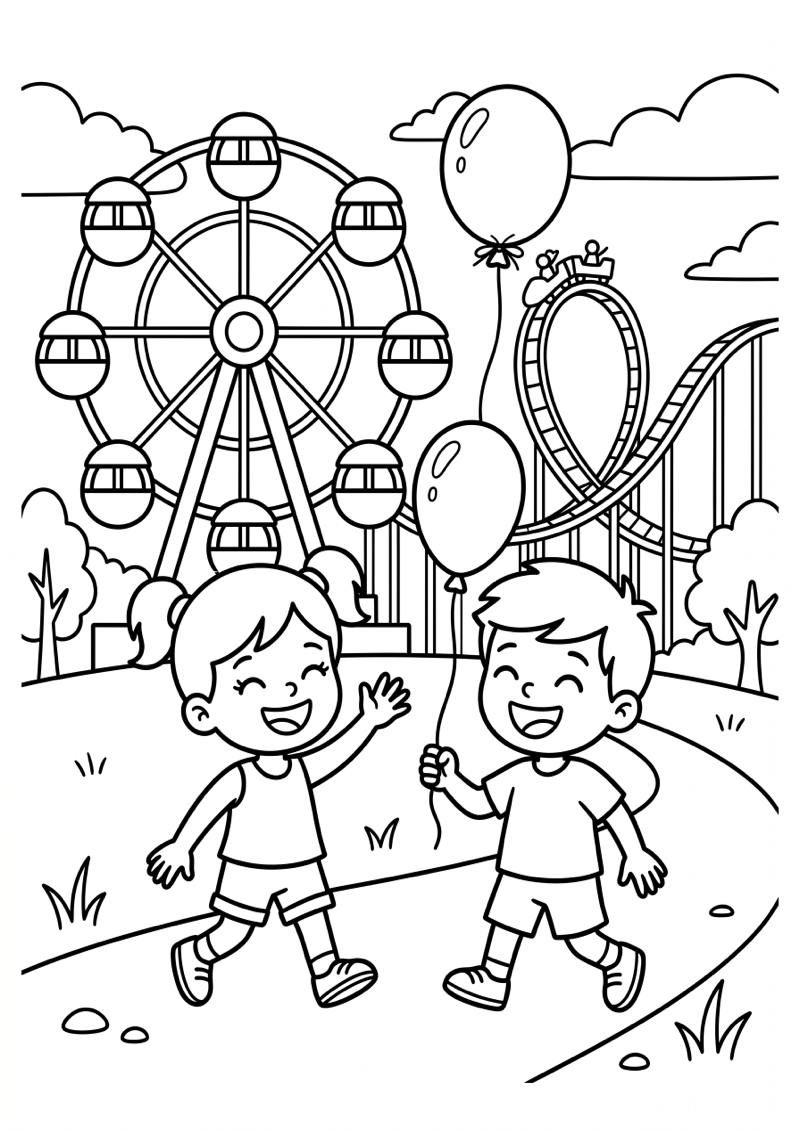 Pretpark Dagje Kleurplaat — gratis kleurplaat printen