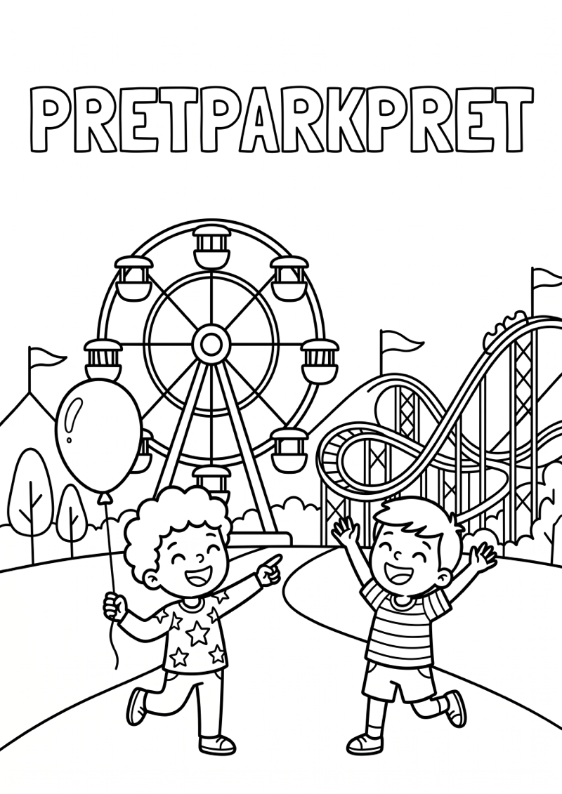 Pretparkpret Kleurplaat — gratis kleurplaat printen