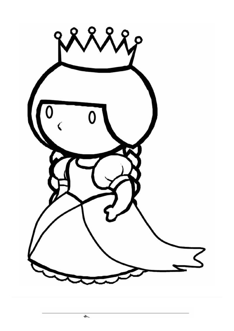 Prinses Chibi Kroon Kleurplaat — gratis kleurplaat printen