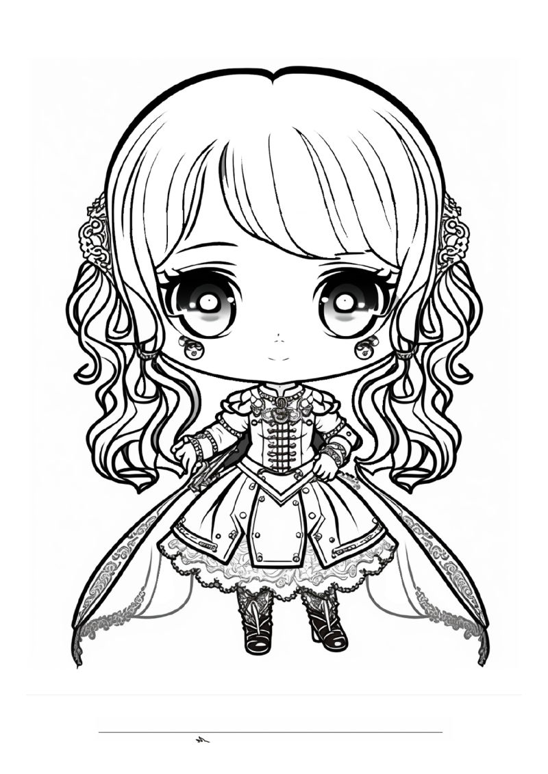 Prinses Chibi Zwaard Kleurplaat — gratis kleurplaat printen