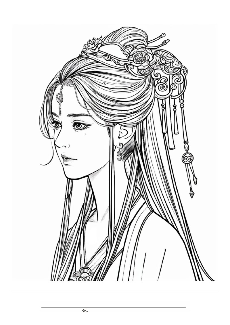 Prinses Chinese Haaraccessoires Kleurplaat — gratis kleurplaat printen