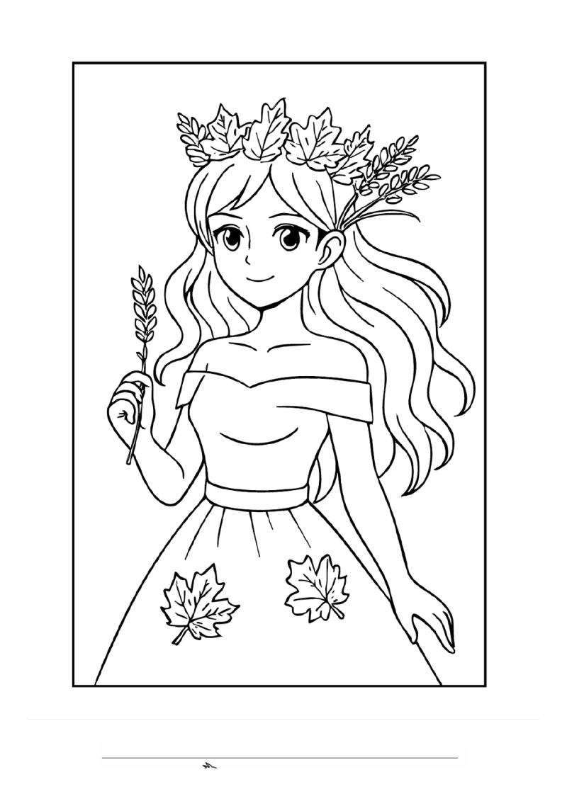 Prinses Simple Fall Kleurplaat — gratis kleurplaat