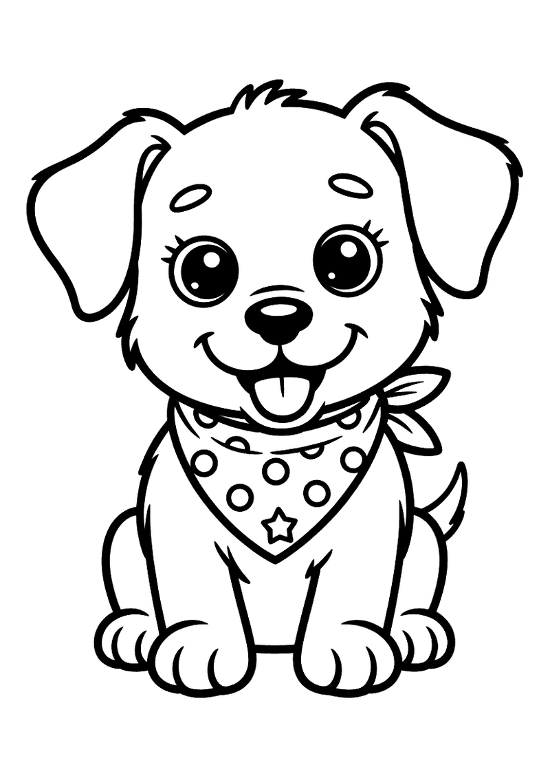 Puppy met bandana kleurplaat