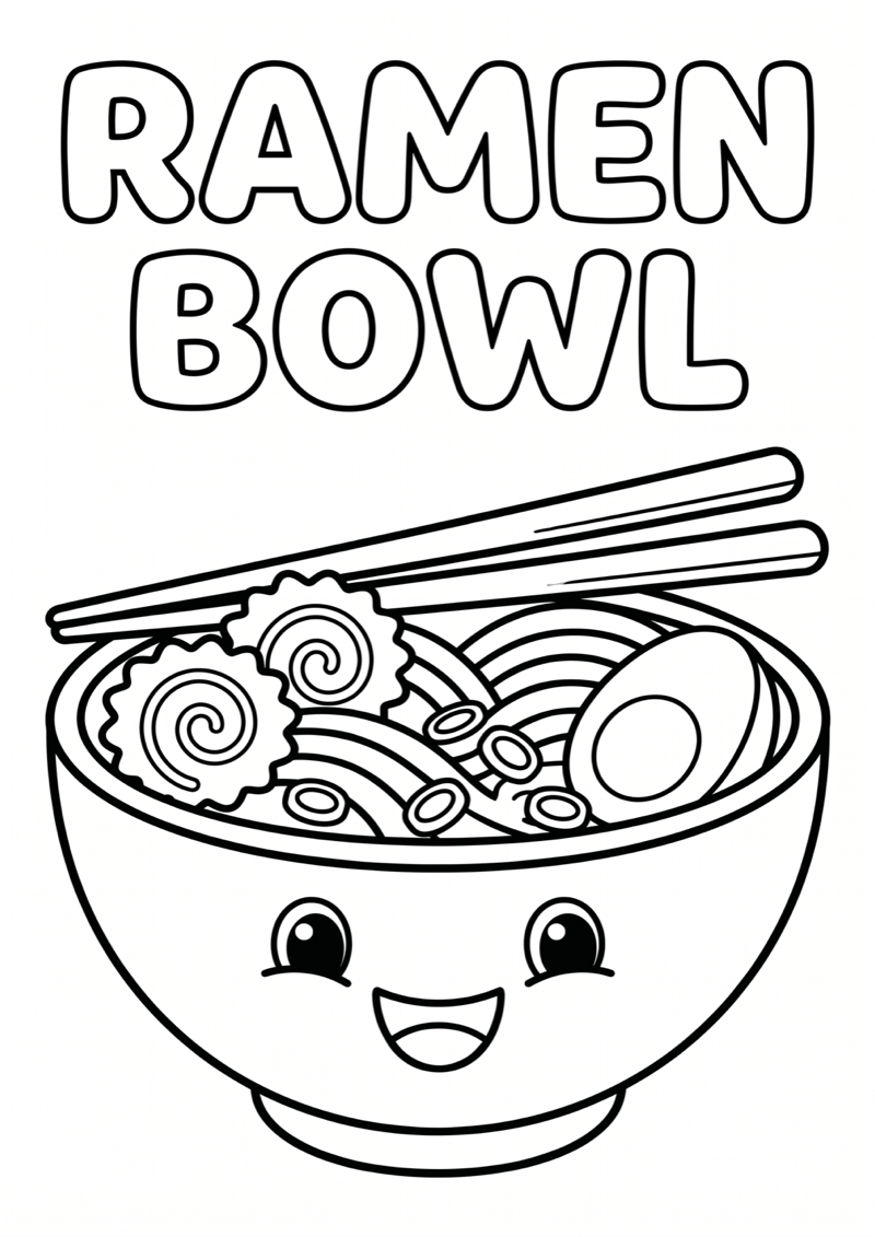 Ramen Bowl Kleurplaat — gratis kleurplaat printen