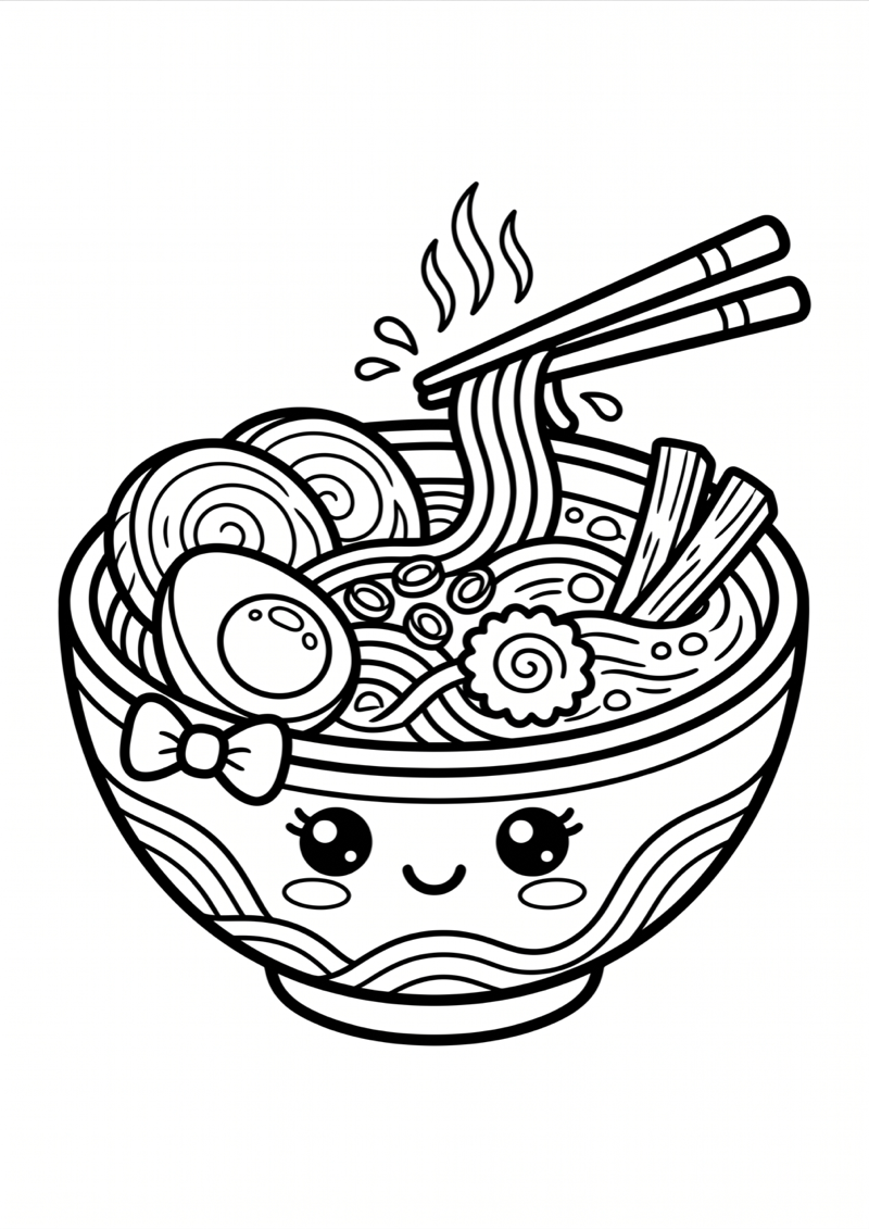Ramen met Strikje Kleurplaat — gratis kleurplaat printen