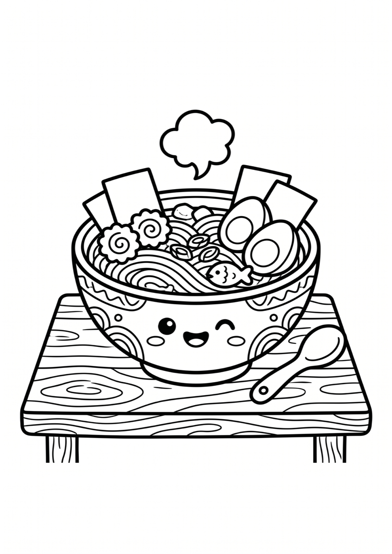Ramen op Tafel Kleurplaat — gratis kleurplaat printen