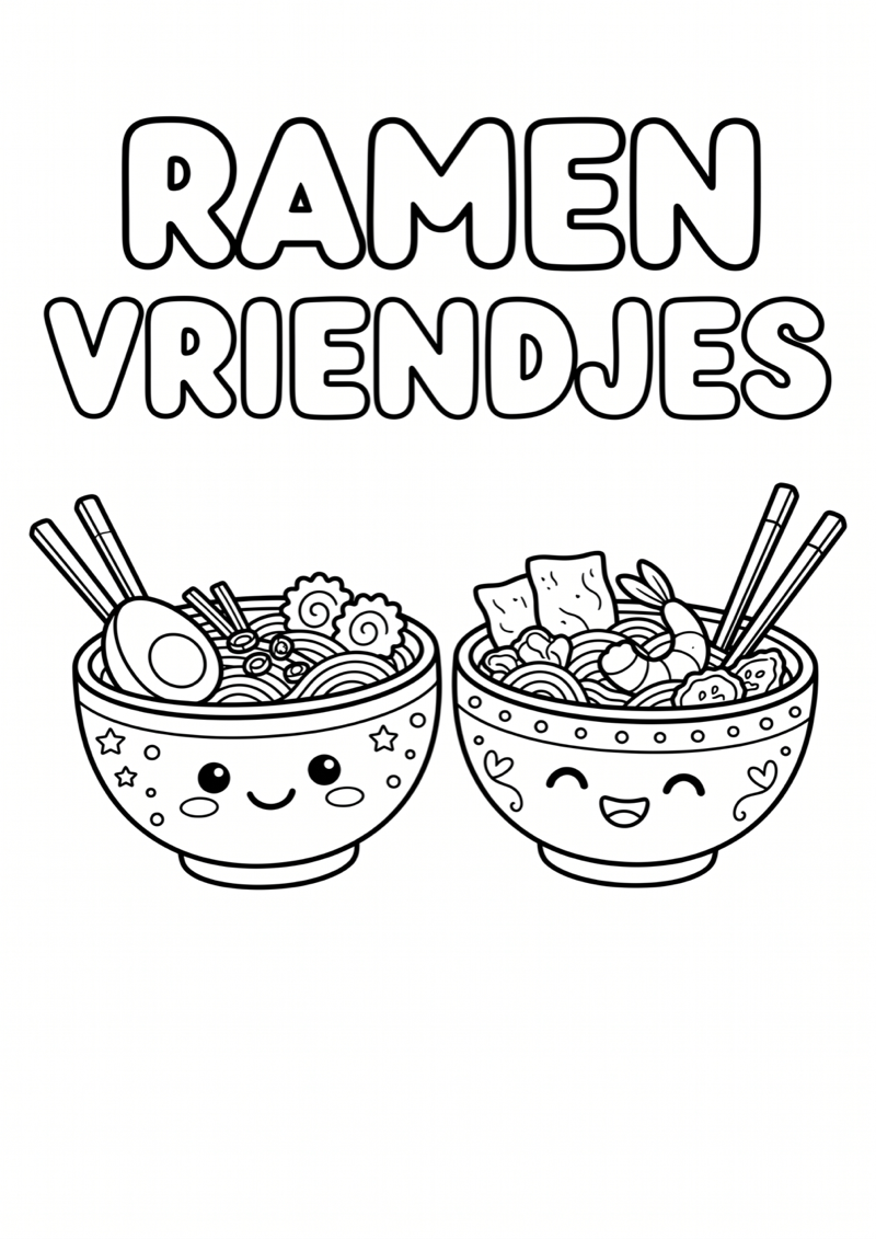 Ramen Vriendjes Kleurplaat — gratis kleurplaat printen