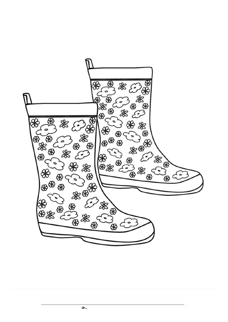 Regenlaarzen Bloemenprint Kleurplaat — gratis kleurplaat printen