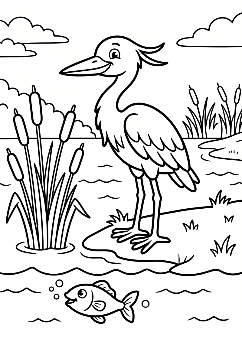 Reiger Waterkant Kleurplaat — gratis kleurplaat printen