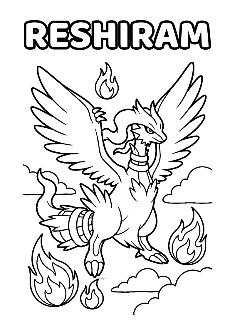 Reshiram Kleurplaat — gratis kleurplaat printen