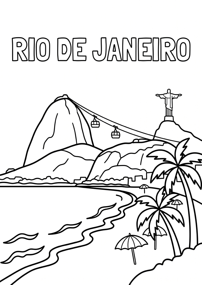 Rio de Janeiro Kleurplaat — gratis kleurplaat printen