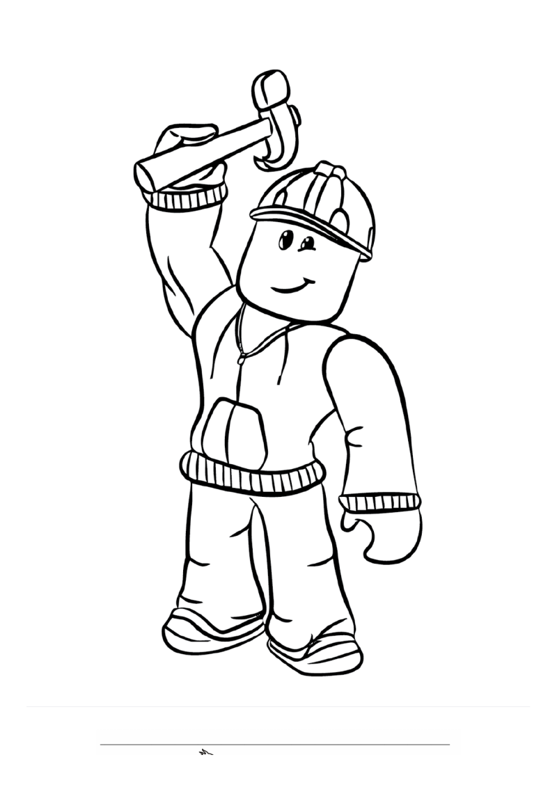Roblox Builderman met Hamer Kleurplaat