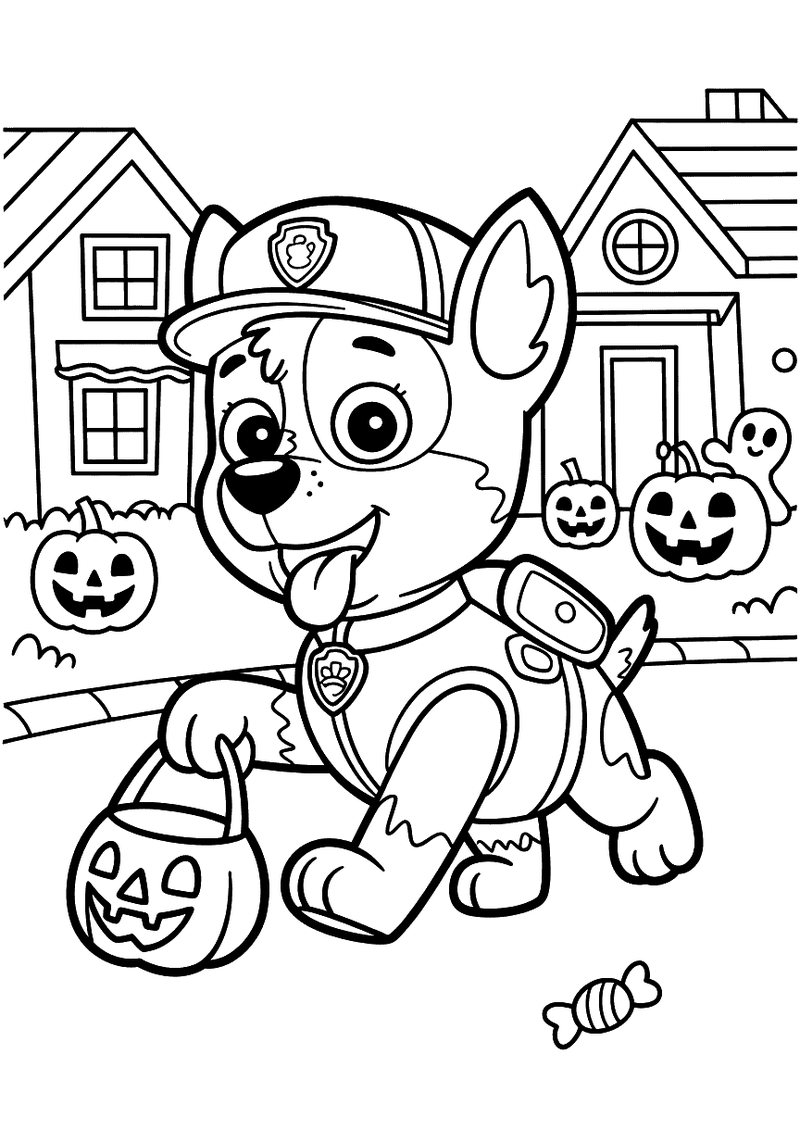 Rocky Halloween kleurplaat — gratis kleurplaat printen