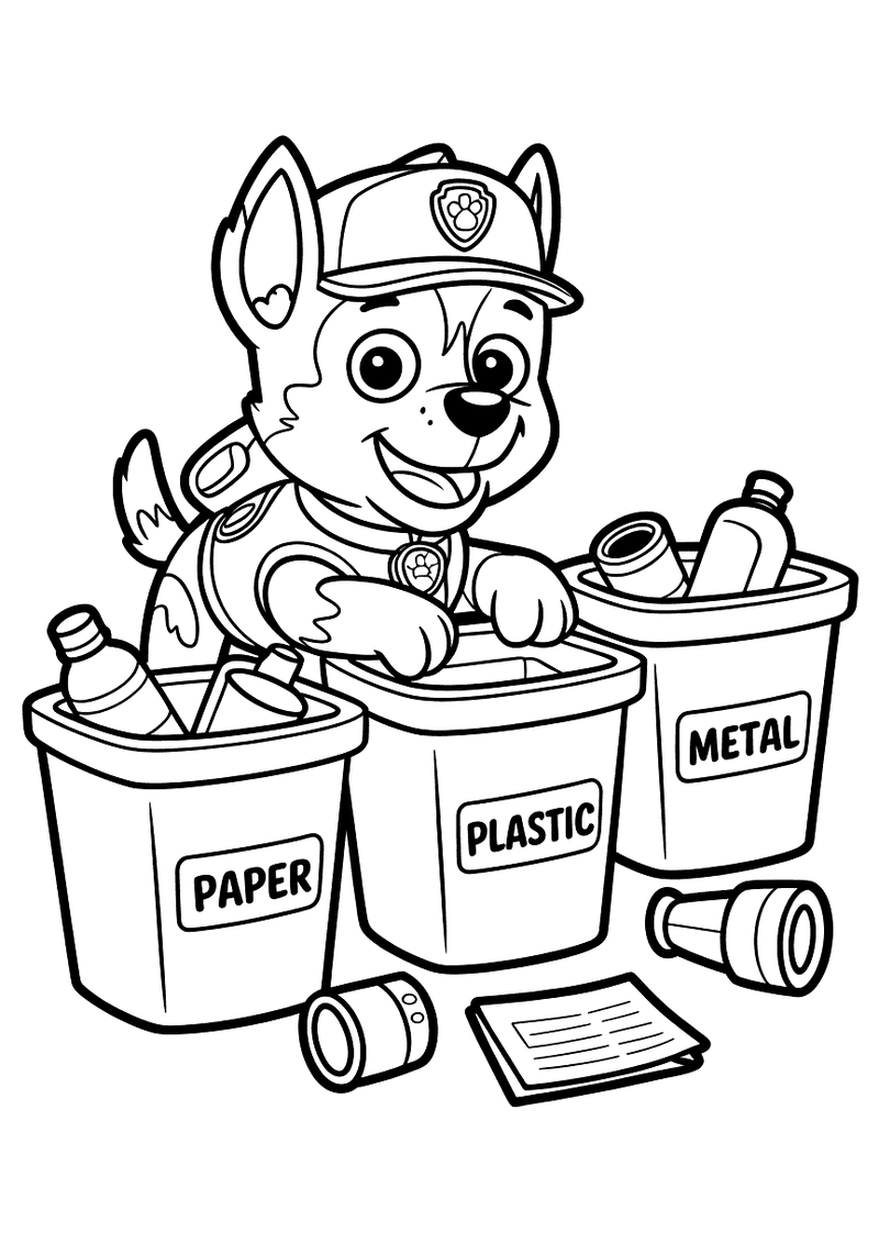 Rocky recycling kleurplaat — gratis kleurplaat printen